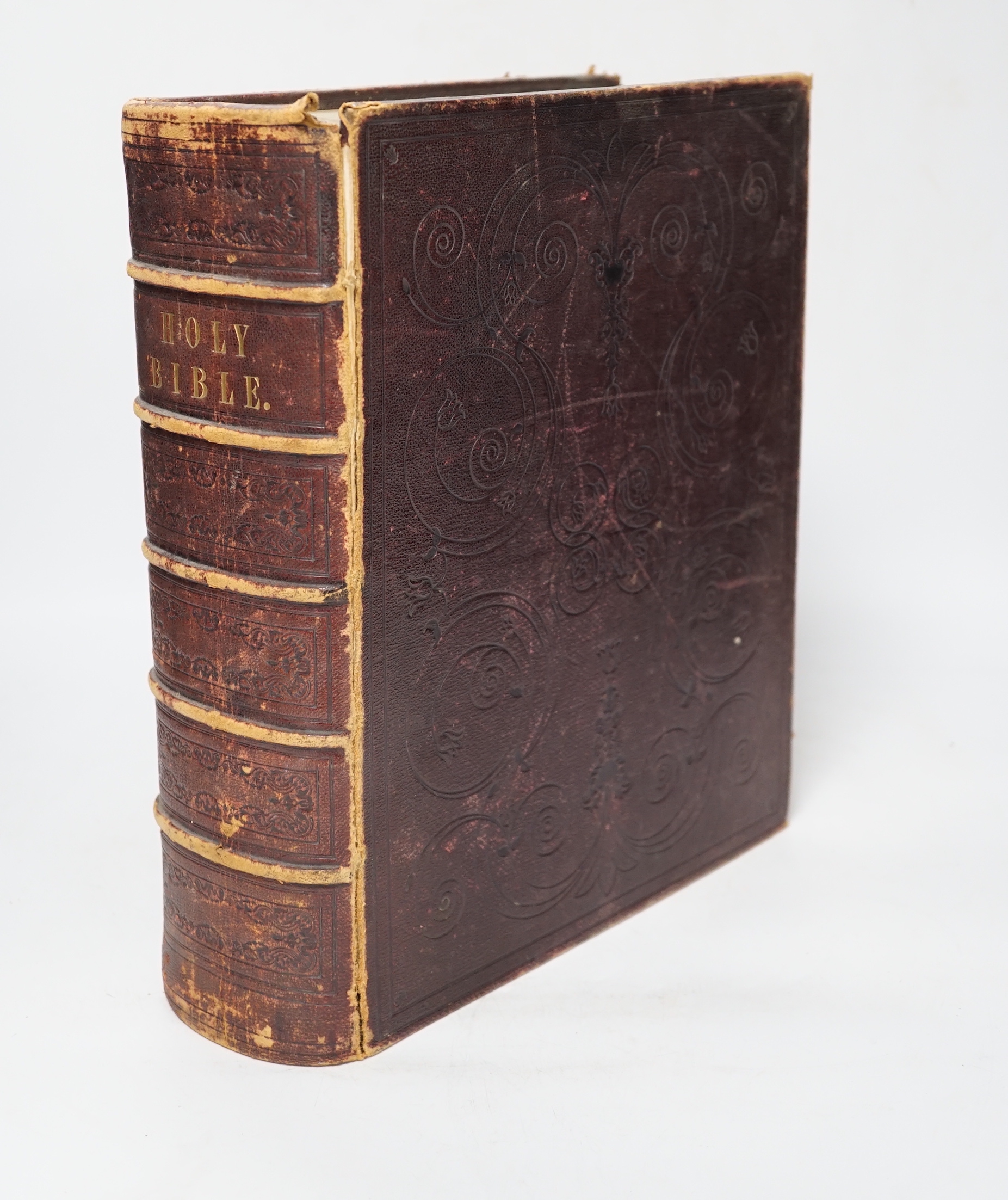 An 1839 Holy Bible printed at the University press Oxford, by Samuel, Collingwood and Co with leather binding